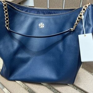 Tory Burch Navy Blue Hobo Bag